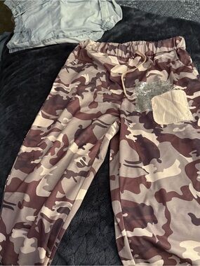 Kids Camo Drawstring Jogger Pants - Pink/Taupe
